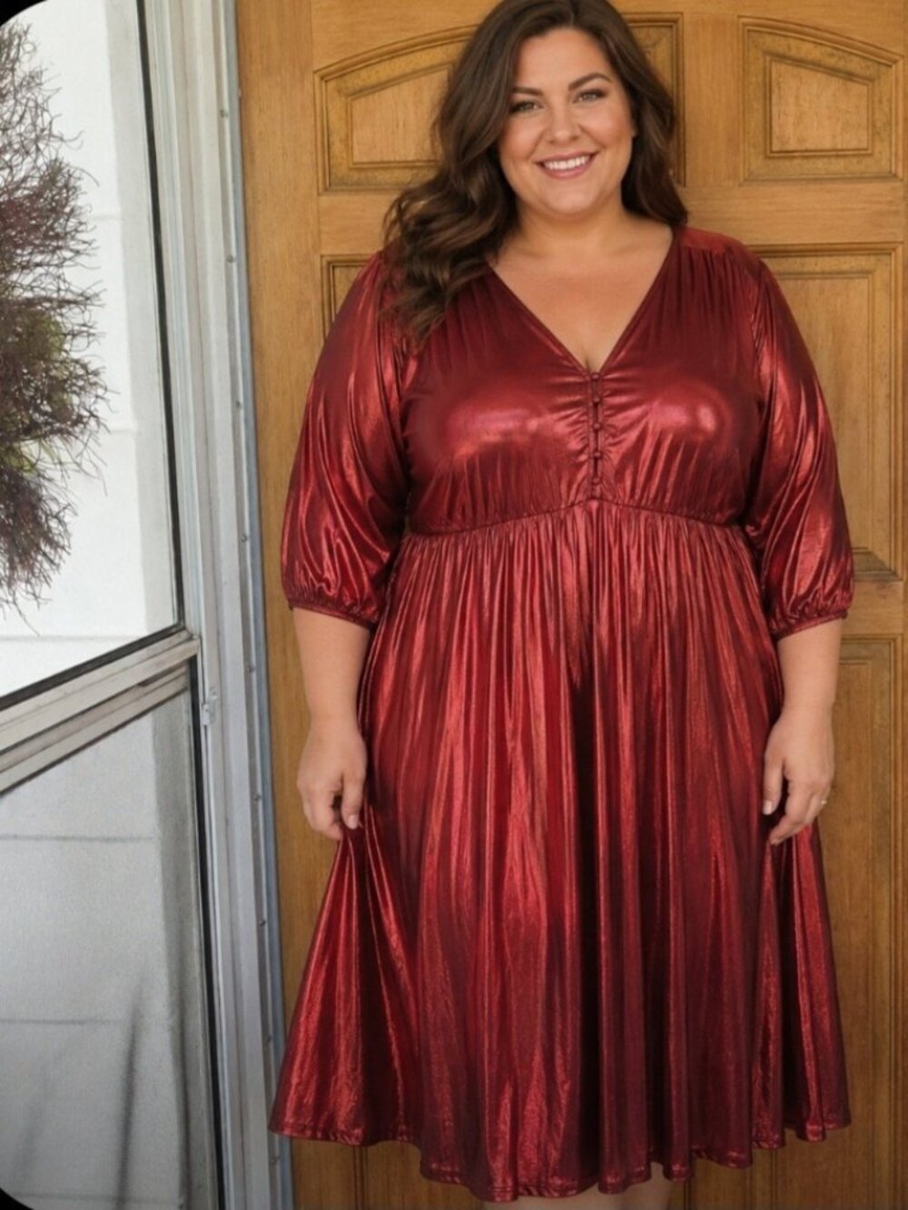 Torrid Plus Size 3 3x Red Liquid Knit Tea Length Dress Holiday Renaissance Fair